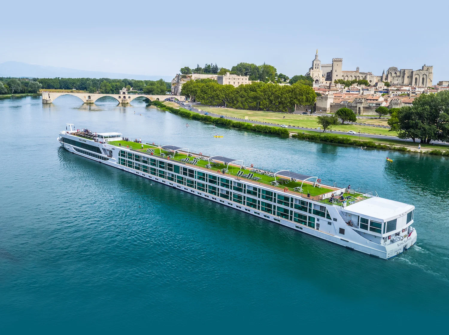 Scenic Sapphire on the Rhône at Avignon, France, near the Palais des Papes and Pont Saint-Bénézet