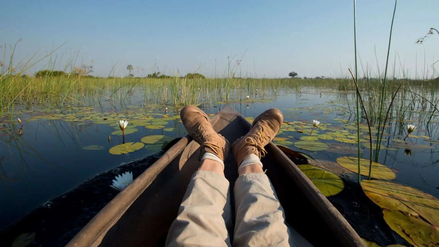 Mokoro ride in the Okavango Delta, Botswana