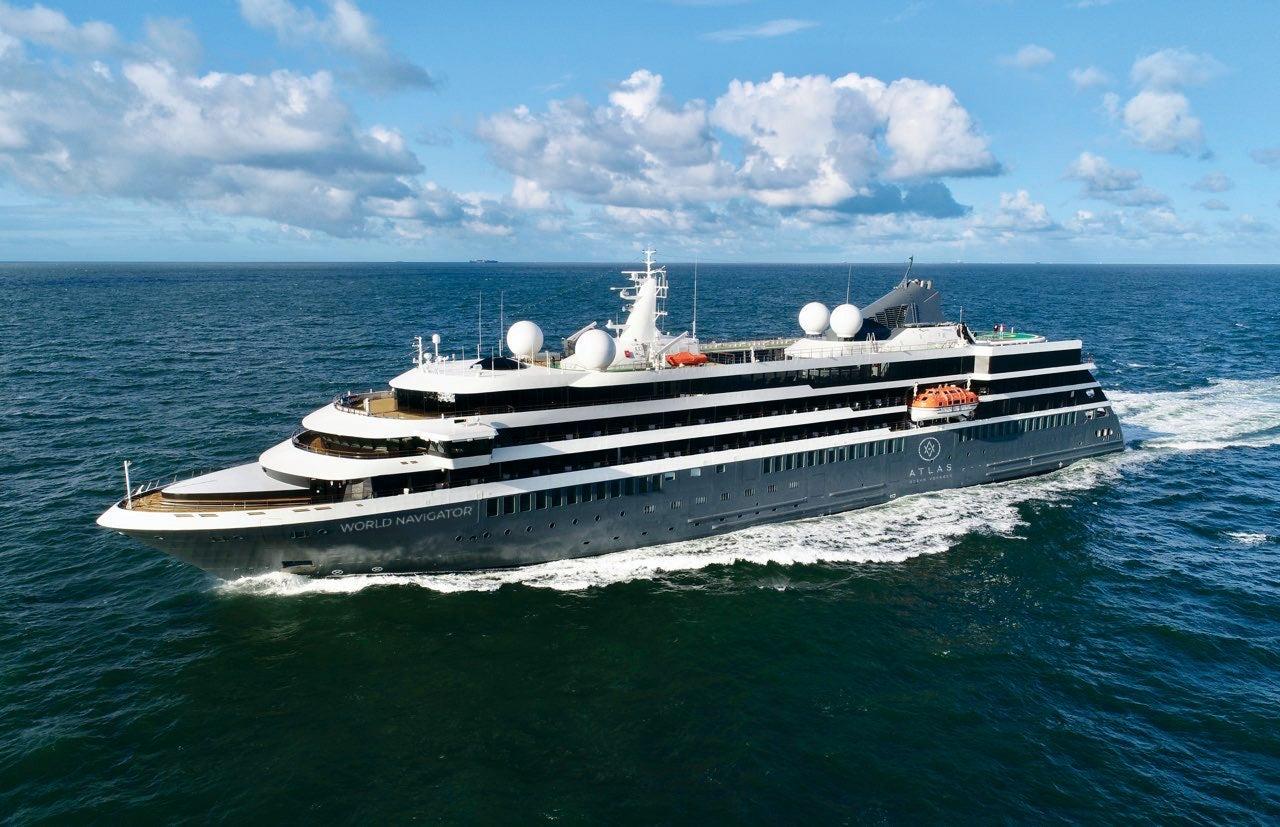 World Navigator, an Atlas Ocean Voyages expedition yacht, cruising open water