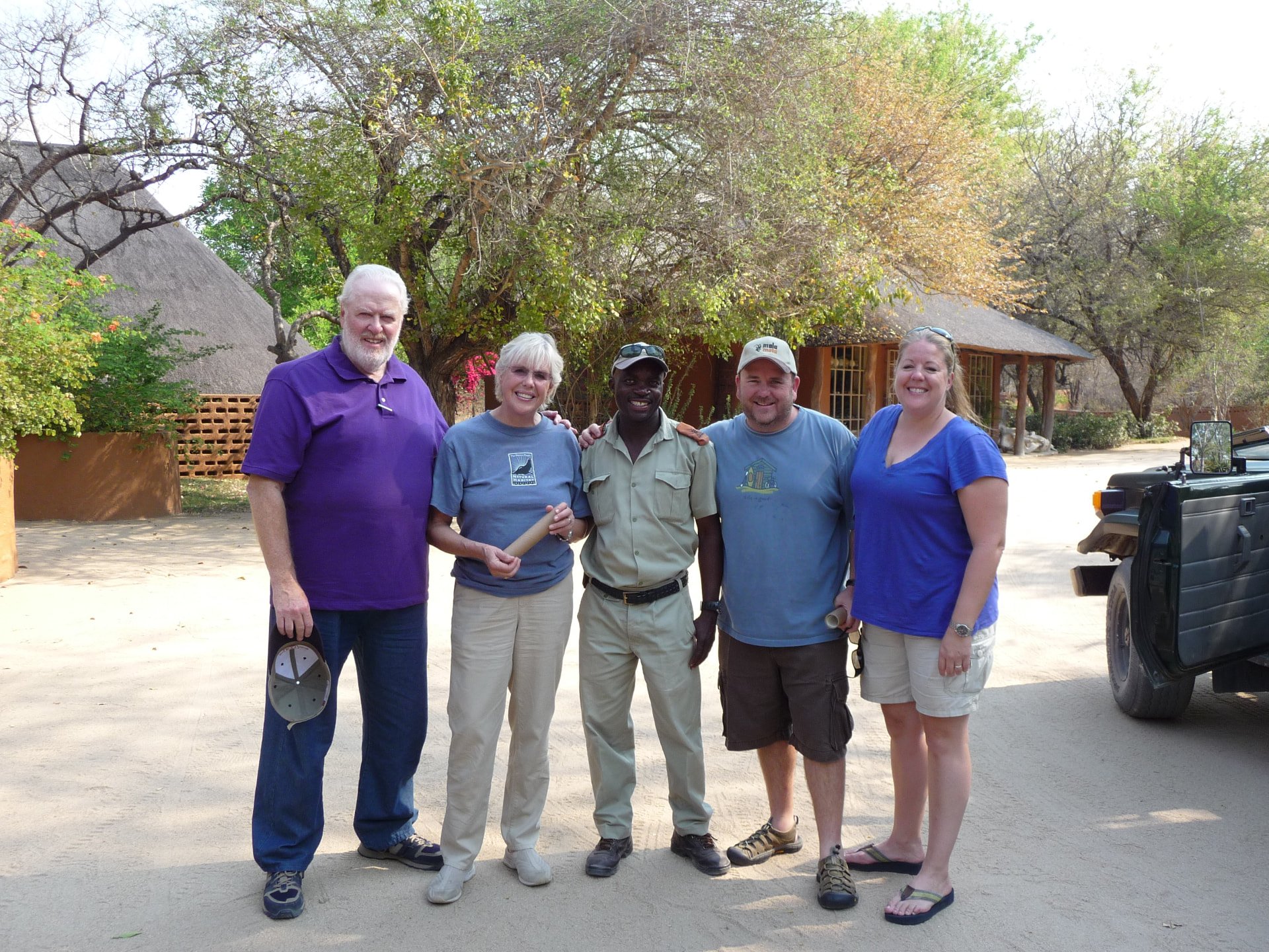 Susan Green with her group and their guide at a safari lodge in South Africa