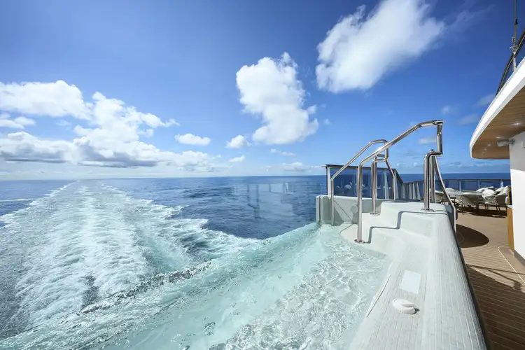 Outdoor whirlpool at the stern overlooking the ship's wake